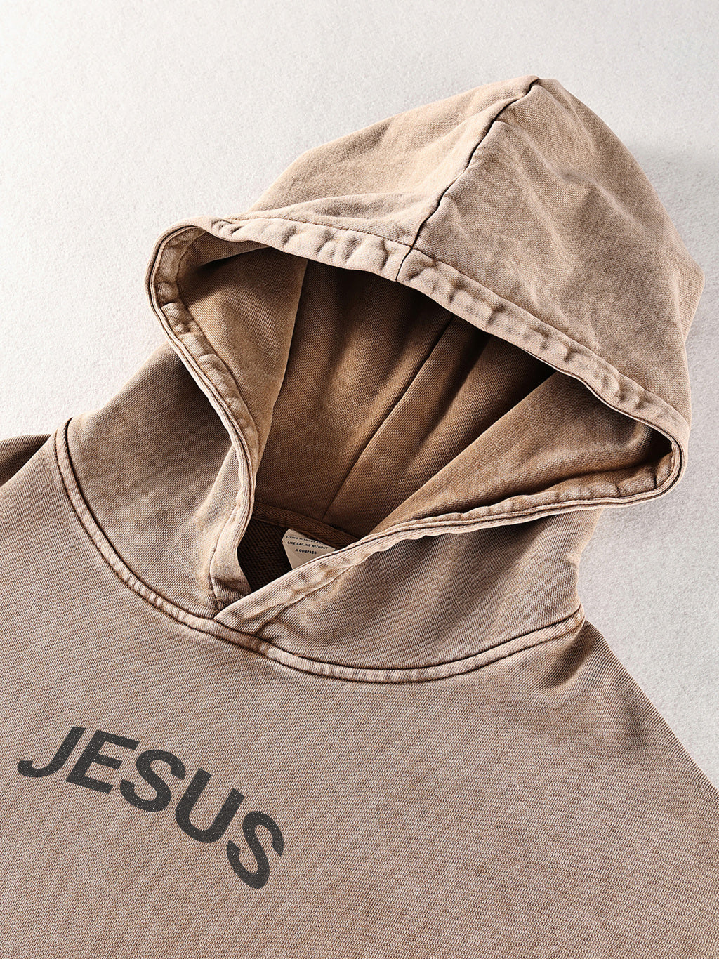 Oversized Acid Washed JESUS Hoodie