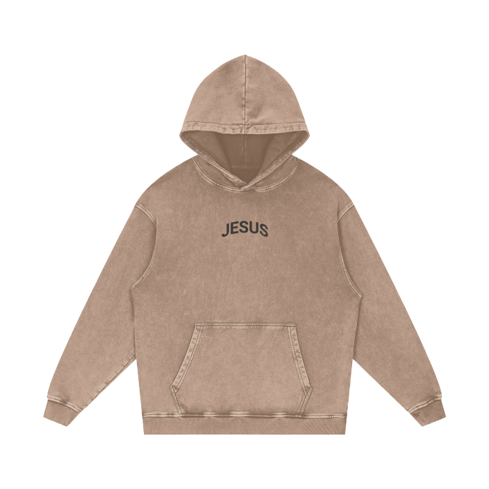 Oversized Acid Washed JESUS Hoodie